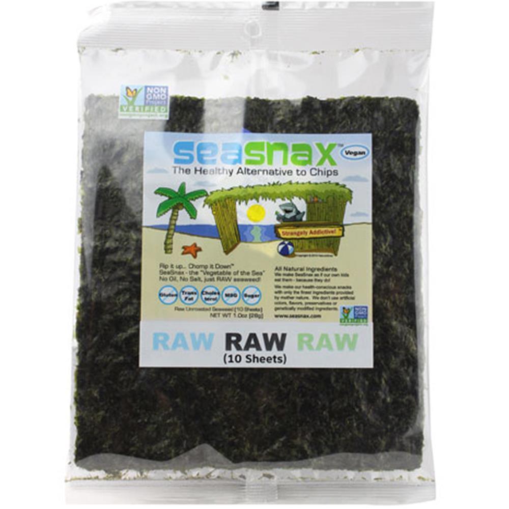 SeaSnax Raw Raw Raw Unroasted and Unseasoned Seaweed 28g
