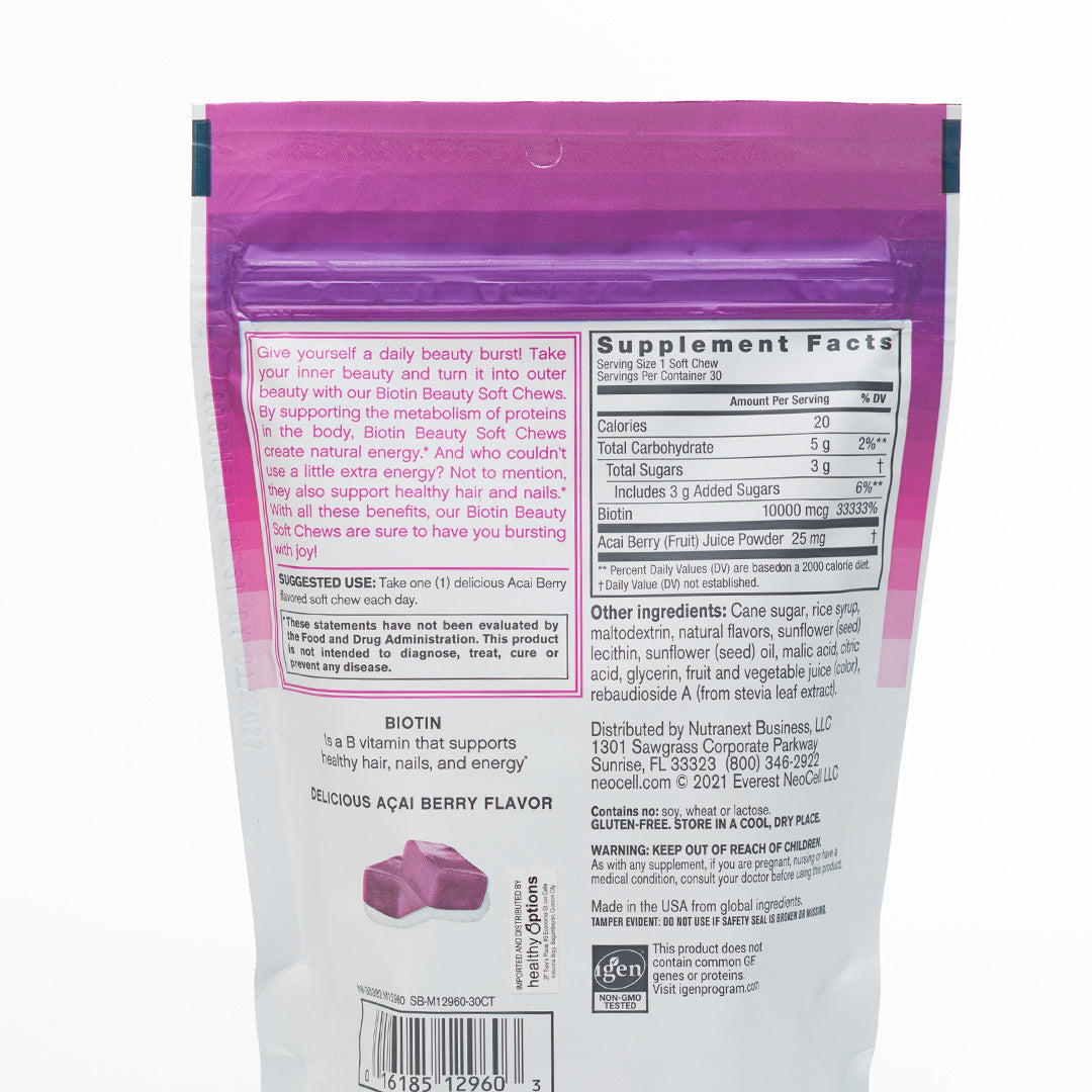 Biocell Chews Neocell Biotin Bursts 30 Soft Chews | Healthy Options