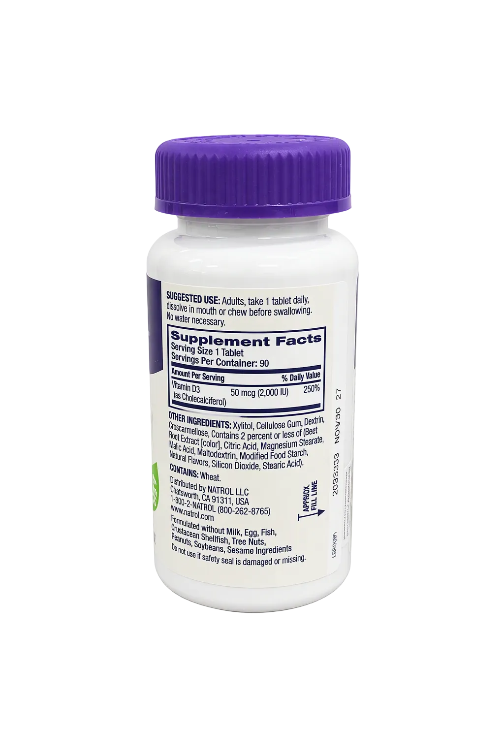 Natrol Vitamin D3 2000IU Fast Dissolve 90 Tablets
