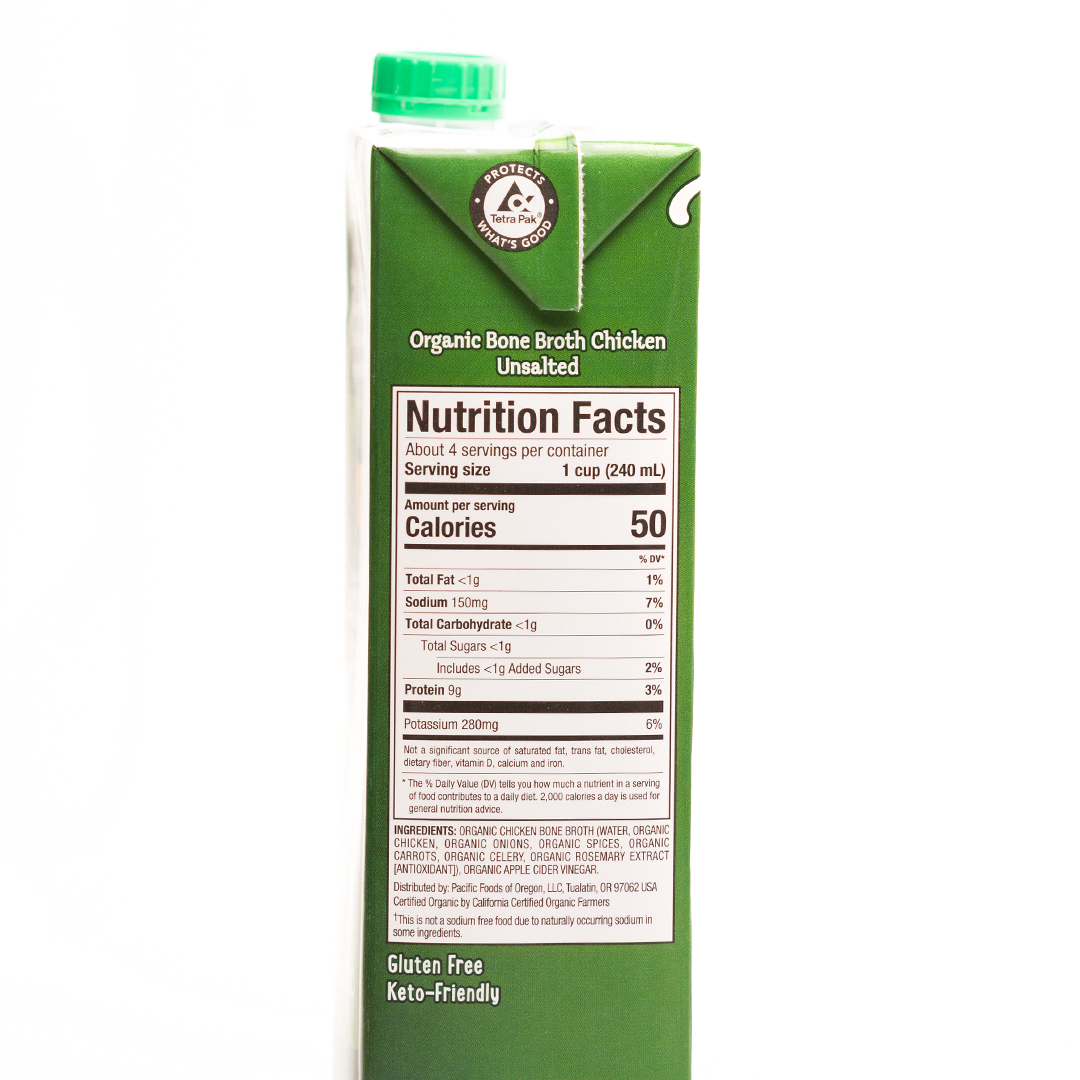 Pacific Foods Organic Bone Broth Chicken Unsalted 946mL