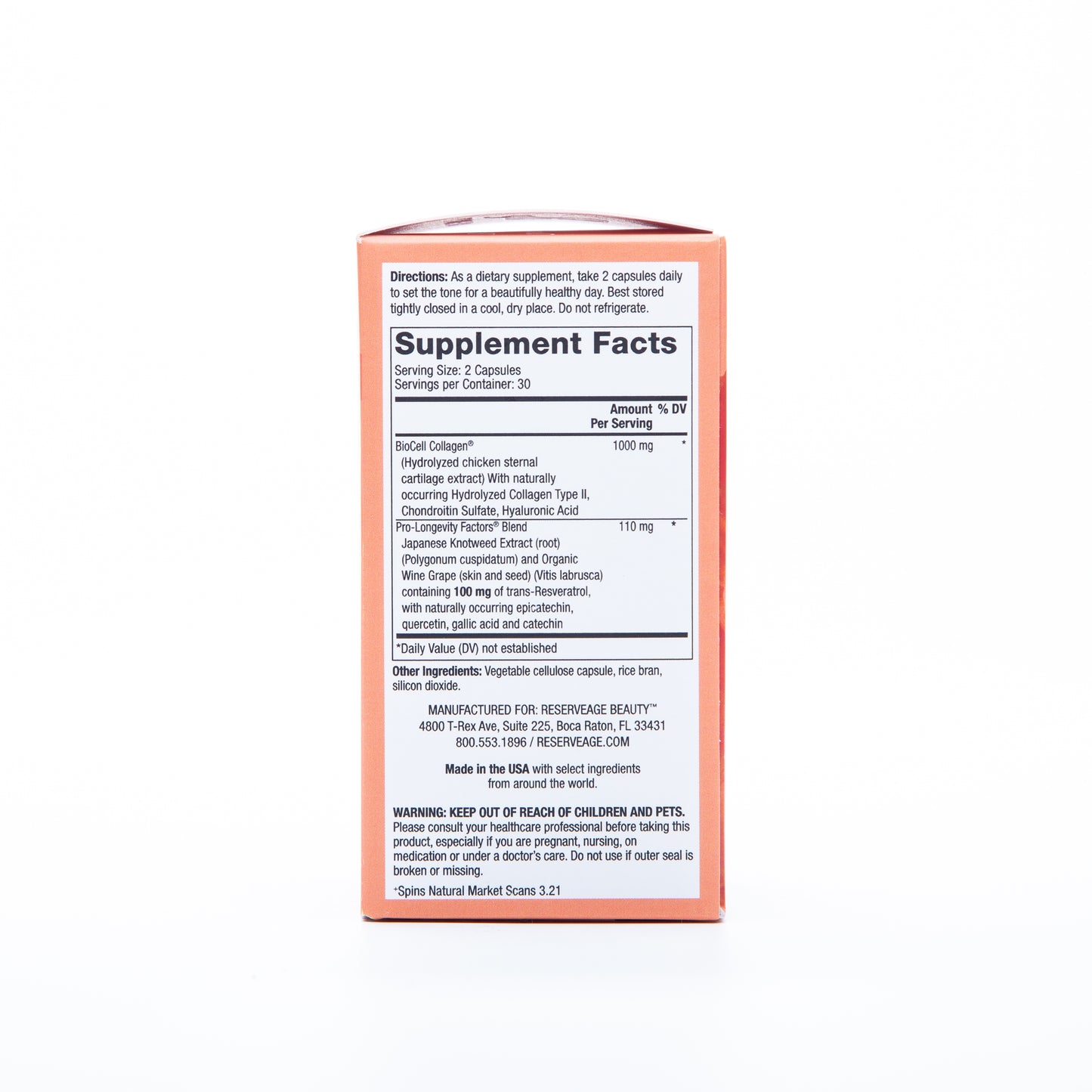 Reserveage Beauty Collagen Booster with Hyaluronic Acid and Resveratrol 60 Capsules