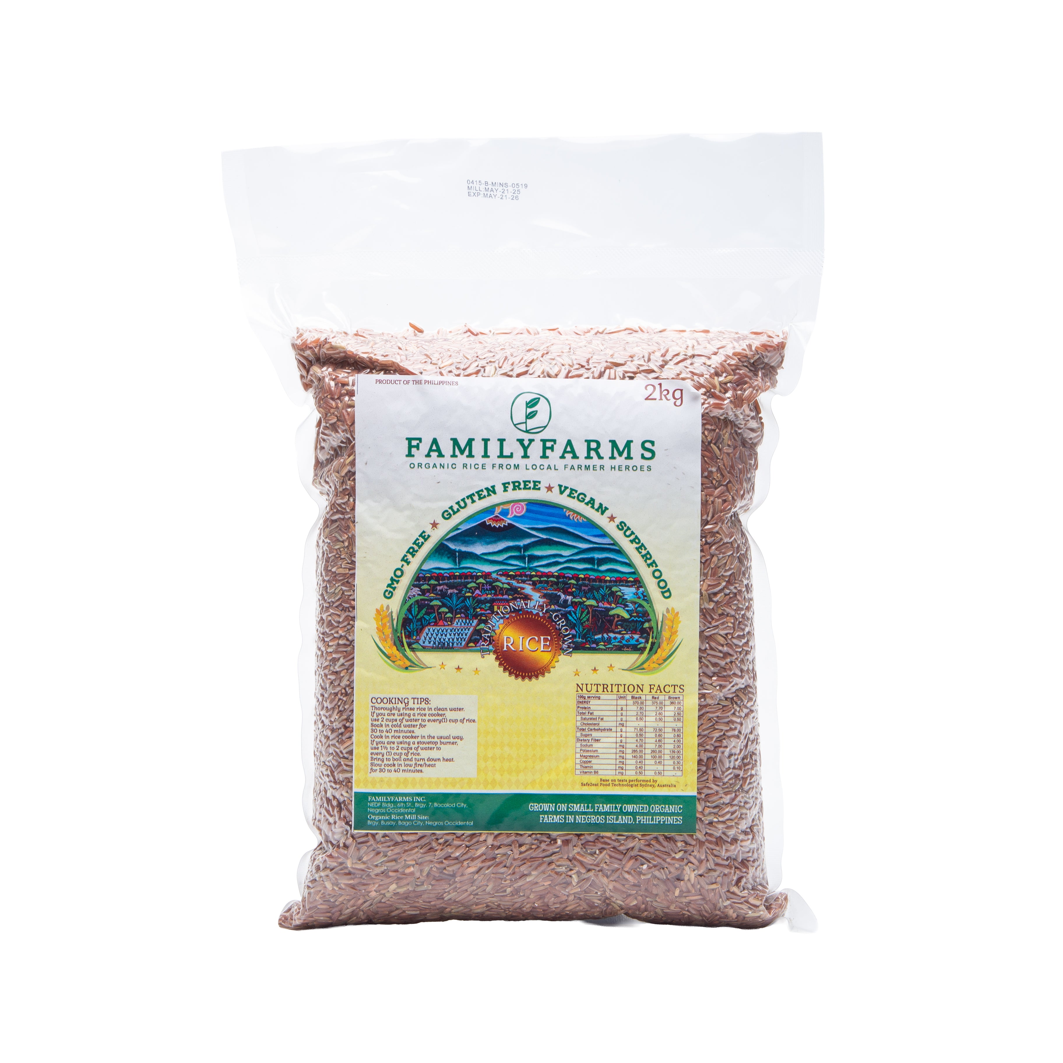 Brook Farm Rice Family Farms Organic Red Rice 2kg – Healthy Options