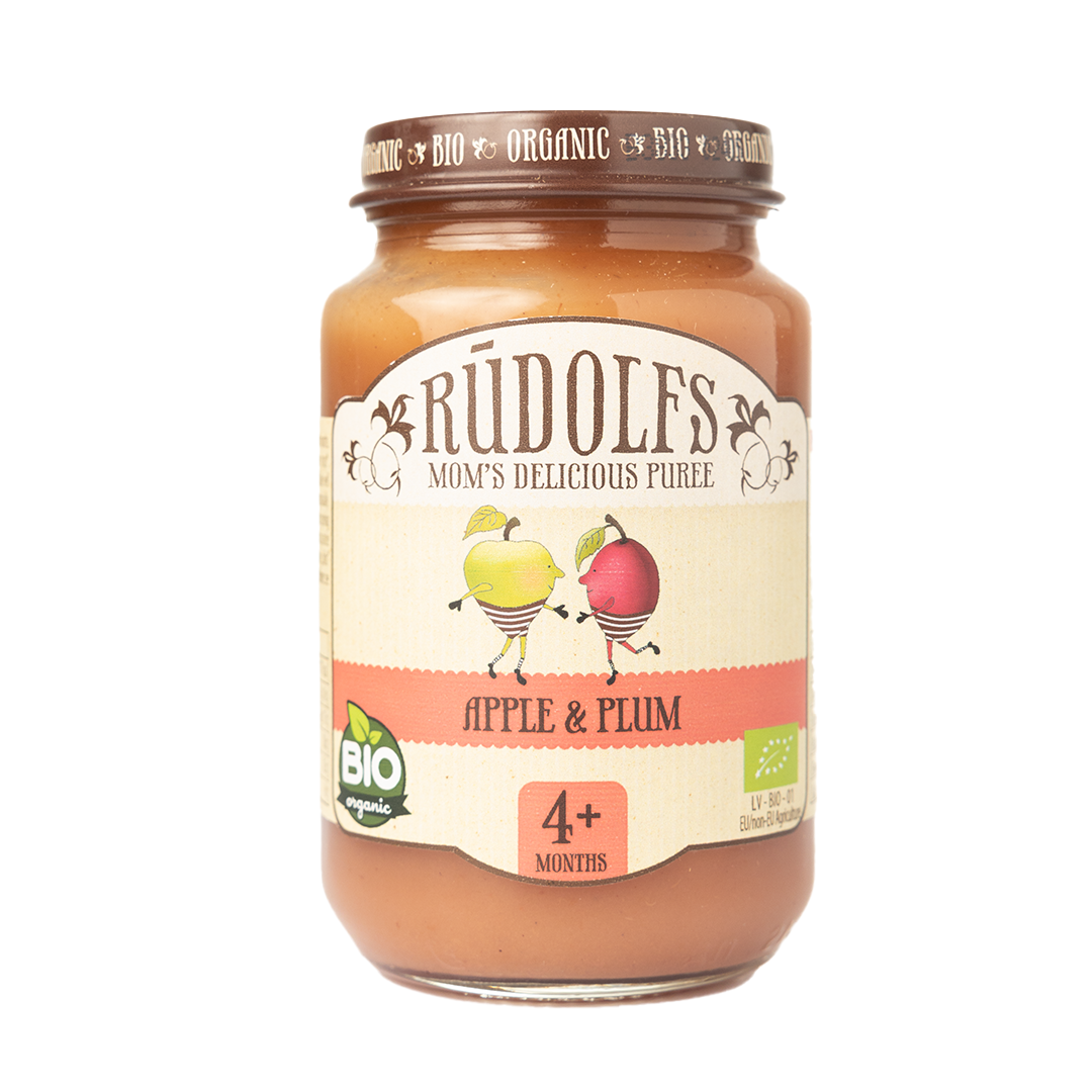 Rudolfs Organic Apple & Plum Puree 4+ Months Stage 2 190g