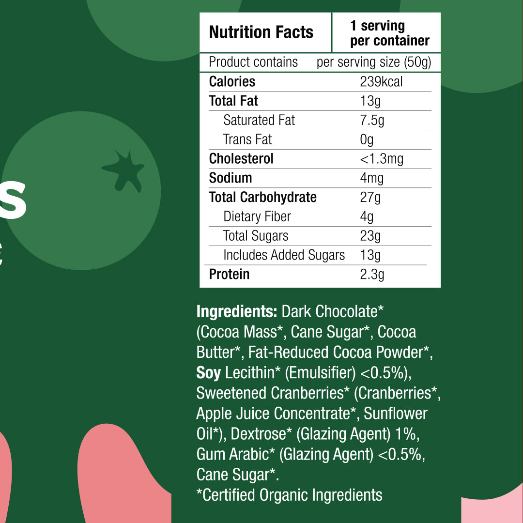Healthy Options Organic Cranberries in Dark Chocolate 50g