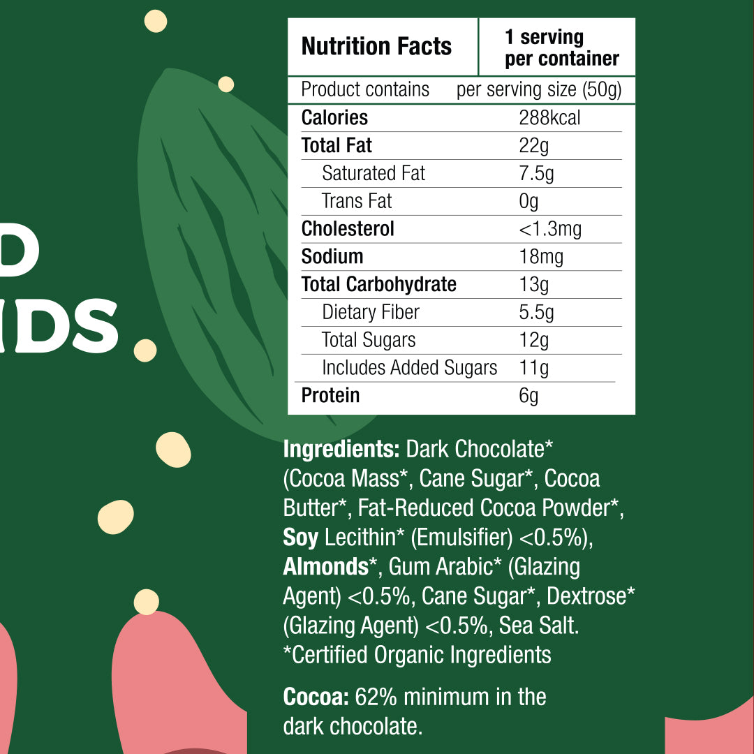 Healthy Options Organic Almonds in Dark Chocolate 50g