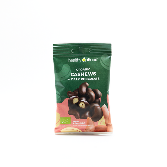 Healthy Options Organic Cashews in Dark Chocolate 50g