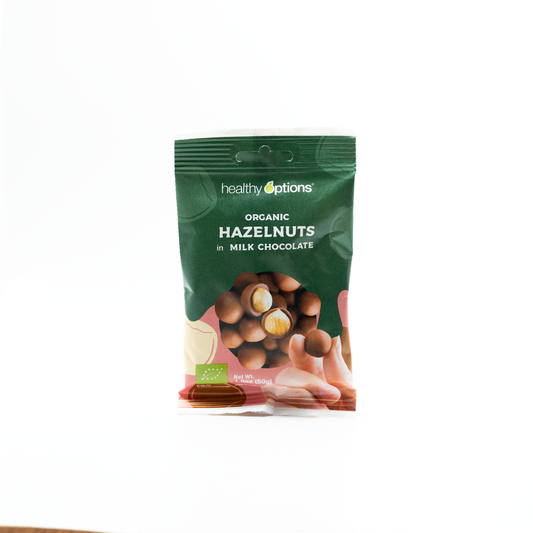 Healthy Options Organic Hazelnuts in Milk Chocolate 50g