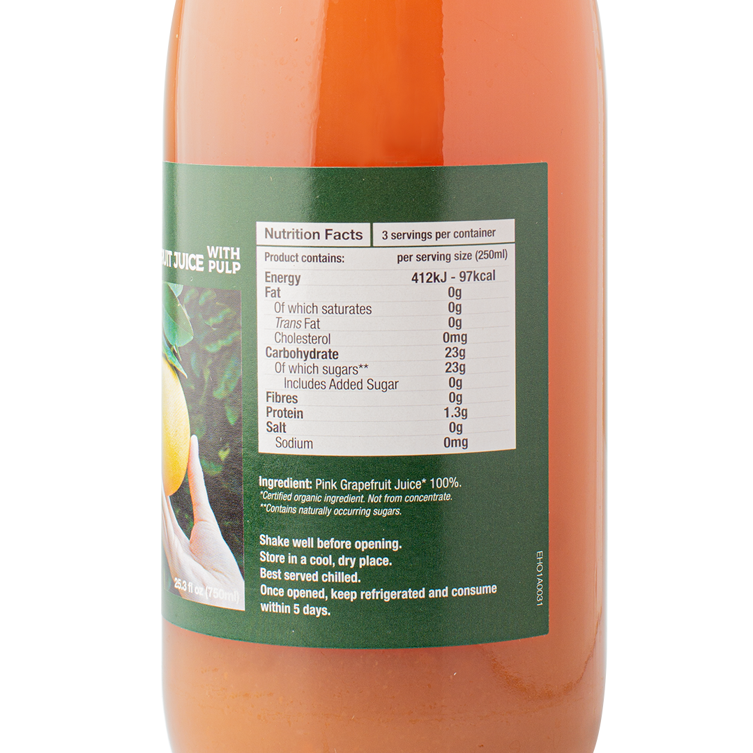 Healthy Options Organic Pure Grapefruit Juice 750ml