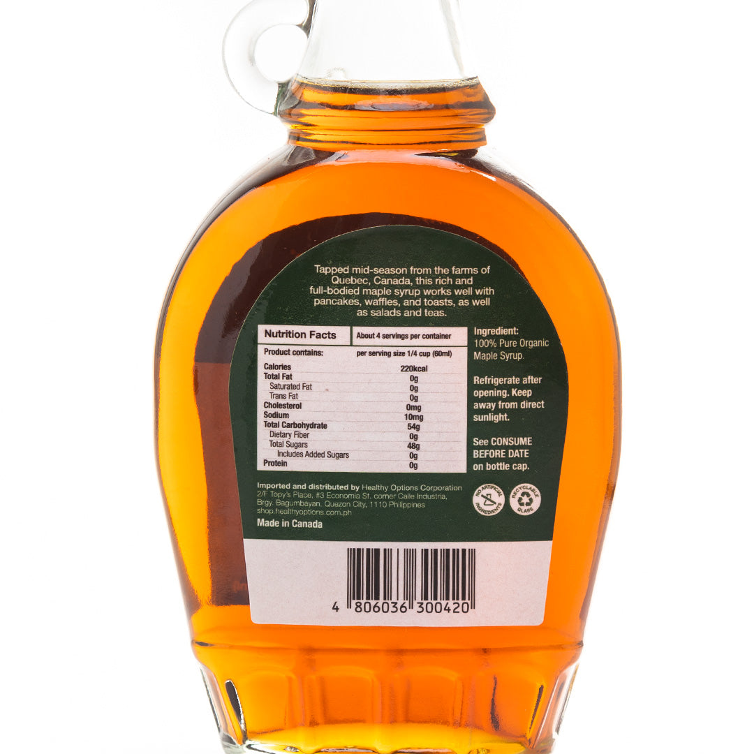 Healthy Options Organic Maple Syrup Grade A, Amber Color, Rich Taste 250ml