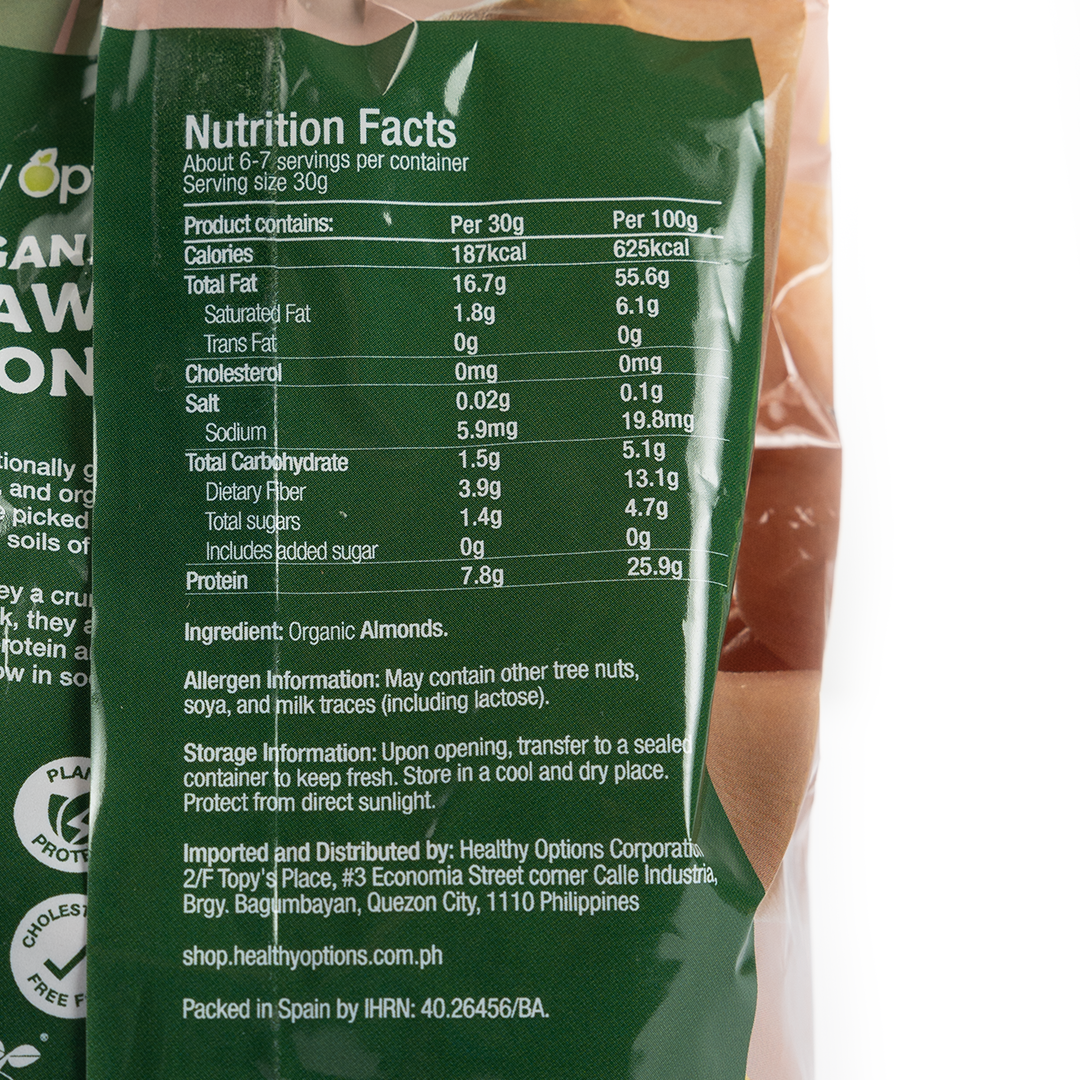 Healthy Options Organic Raw Almonds 200g
