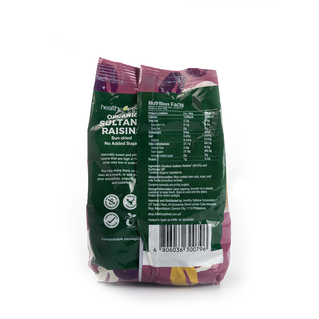Healthy Options Organic Sultana Raisins 200g