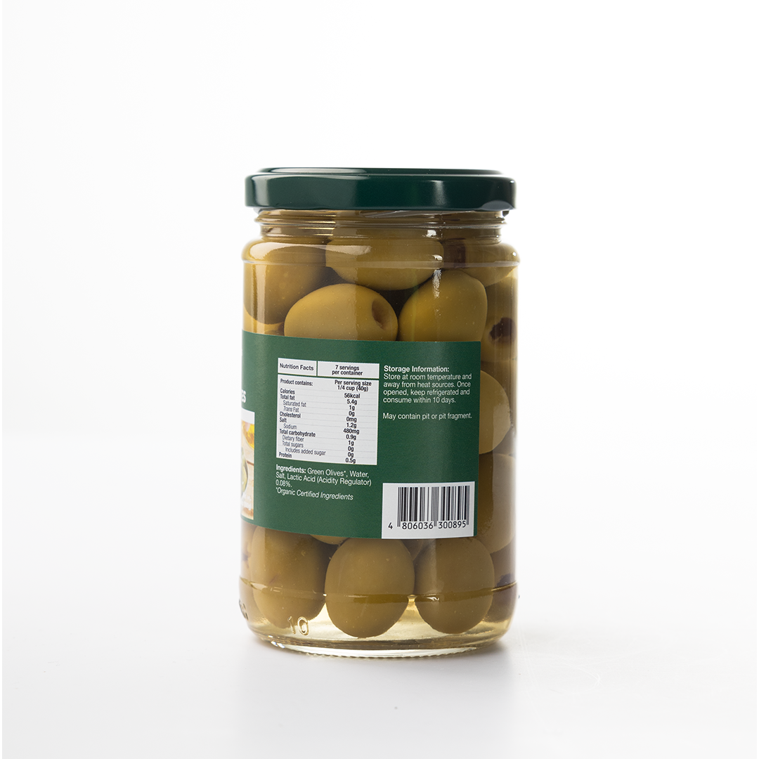 Healthy Options Organic Pitted Green Olives in Brine 280g