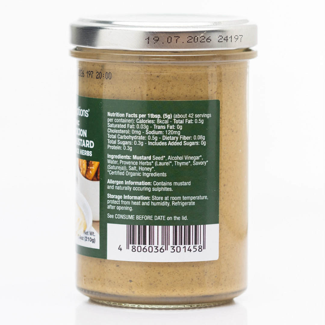 Healthy Options Organic Honey Dijon Strong Mustard with Provence Herbs 210g