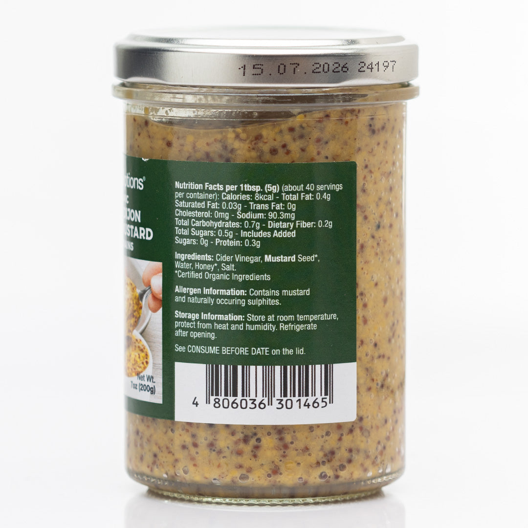 Healthy Options Organic Honey Dijon Strong Mustard with Grains 200g