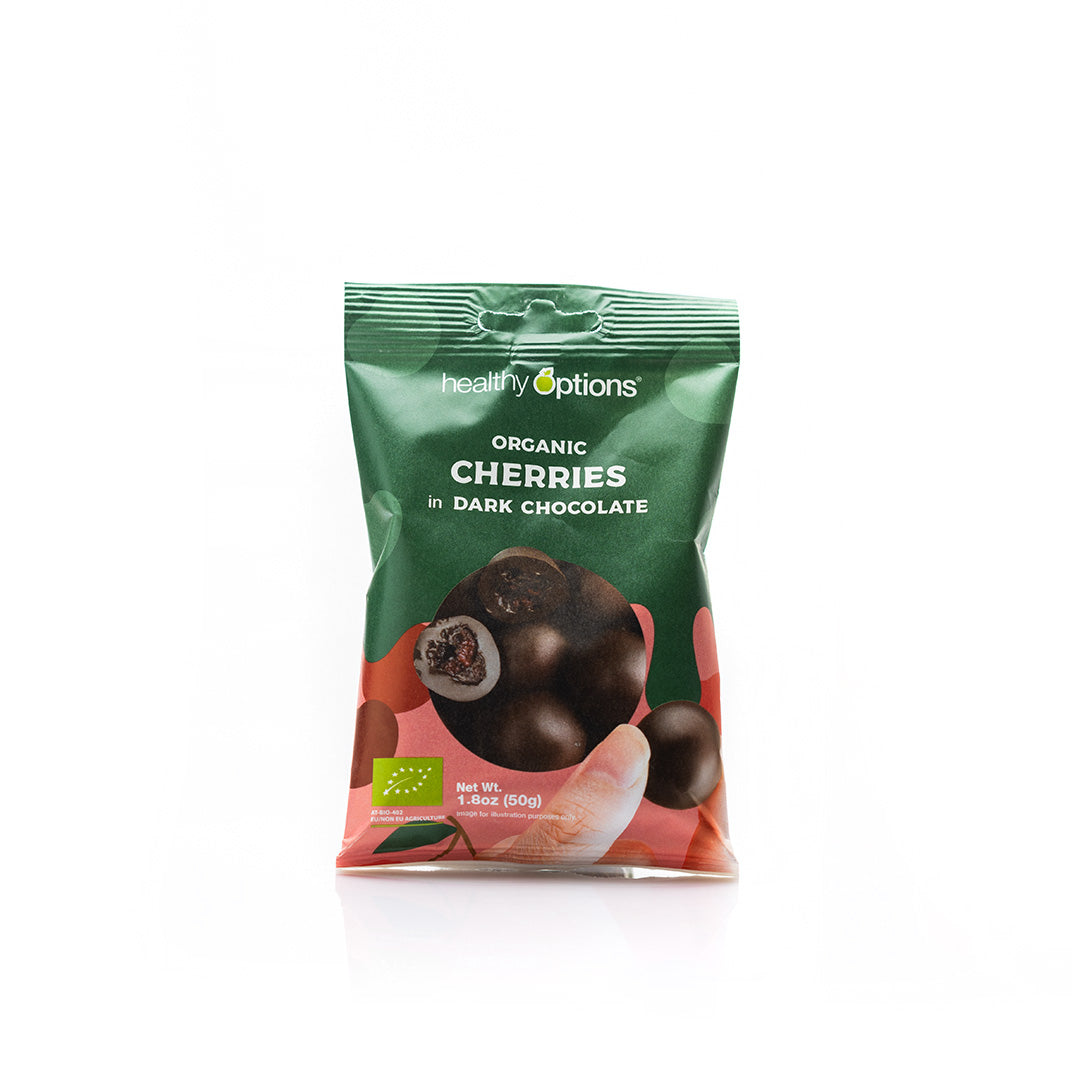 Healthy Options Organic Cherries in Dark Chocolate 50g