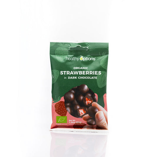 Healthy Options Organic Strawberries in Dark Chocolate 50g