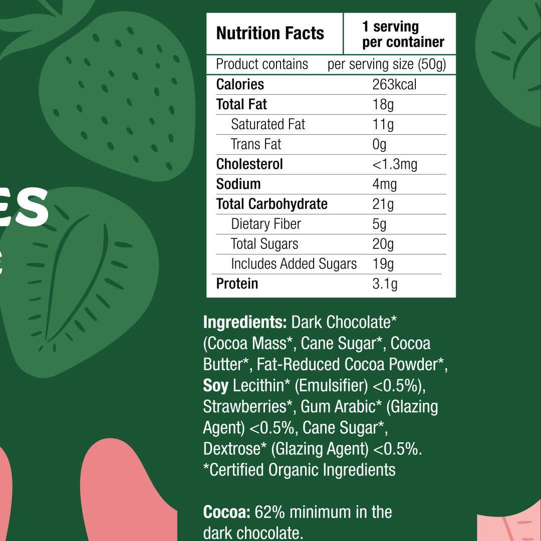 Healthy Options Organic Strawberries in Dark Chocolate 50g