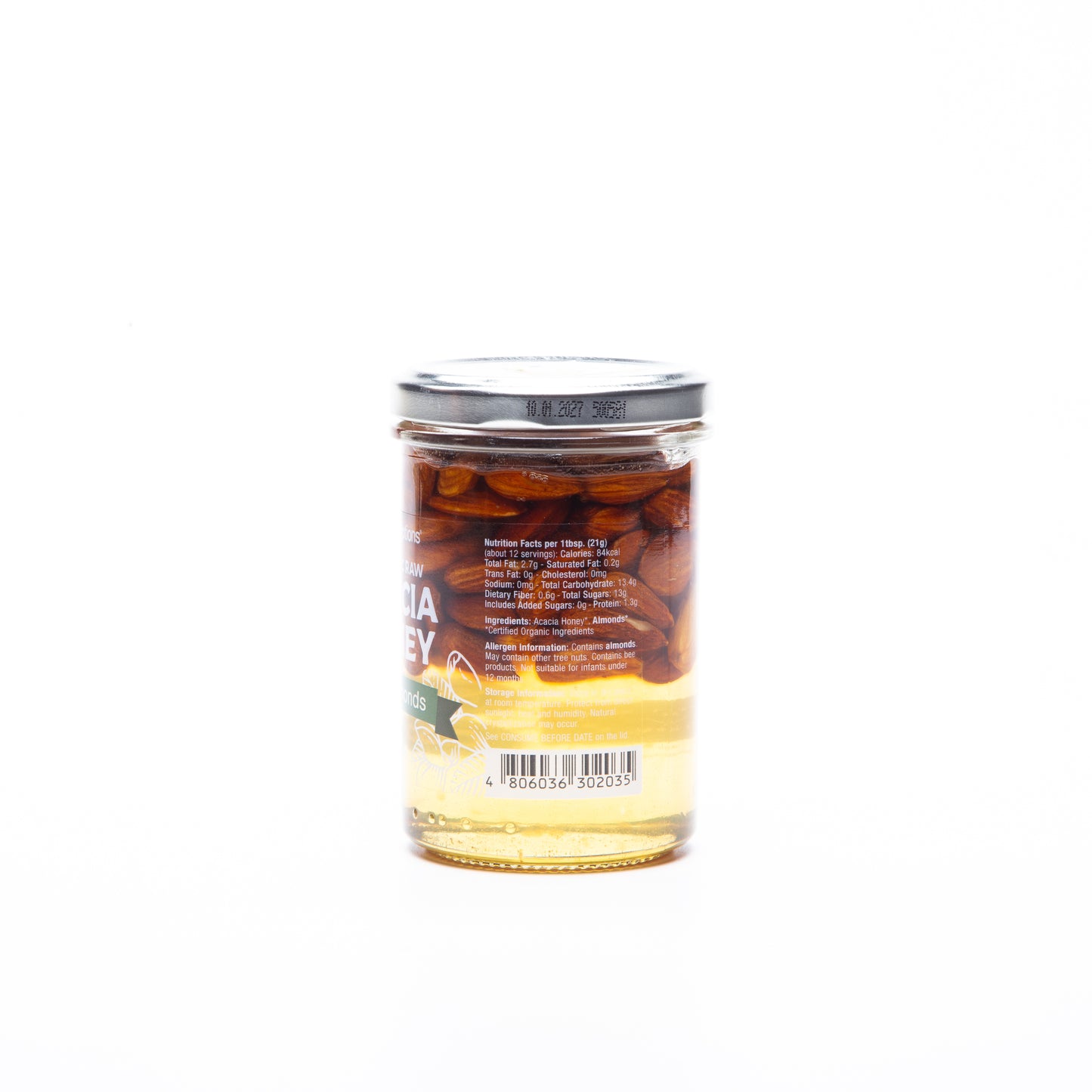 Healthy Options Organic Acacia Honey with Almonds 250g