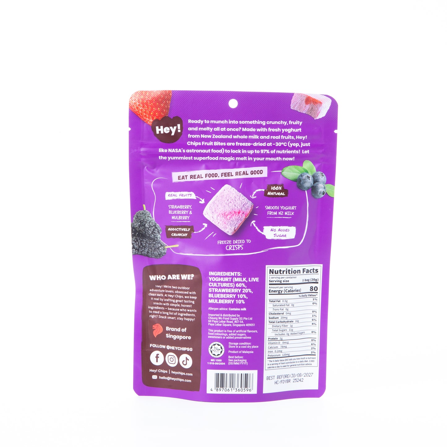 Hey! Chips Freeze-Dried Mixed Berry Fruit Bites 20g