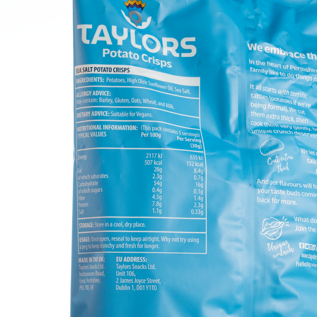 Taylors Sea Salt Potato Crisps 150g