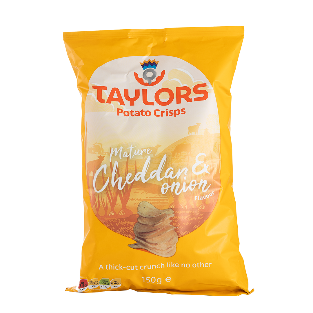Taylors Mature Cheddar & Onion Potato Crisps 150g