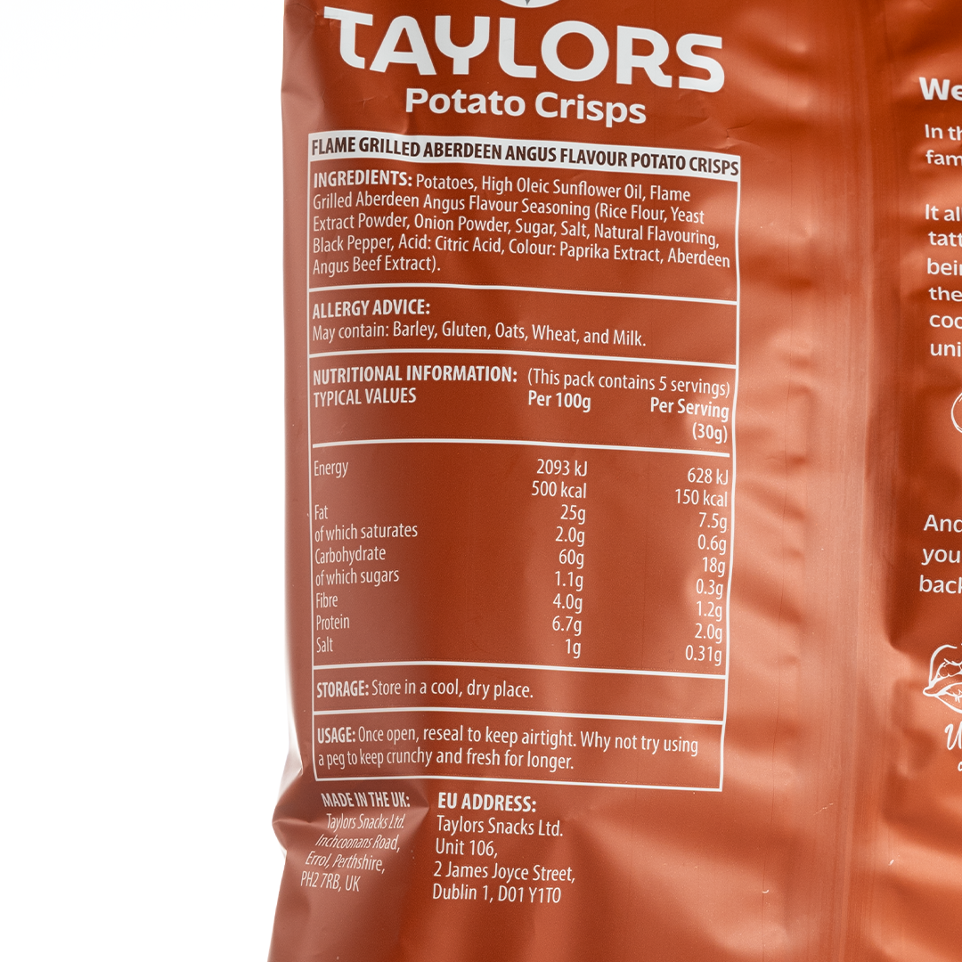 Taylors Flame Grilled Aberdeen Angus Potato Crisps 150g