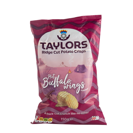 Taylors Hot Buffalo Wings Ridge Cut Potato Crisps 150g