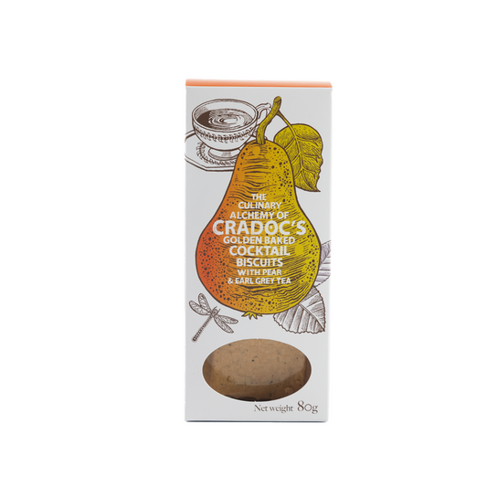 Cradoc's Pear & Earl Grey Tea Golden Baked Cocktail Biscuits 80g