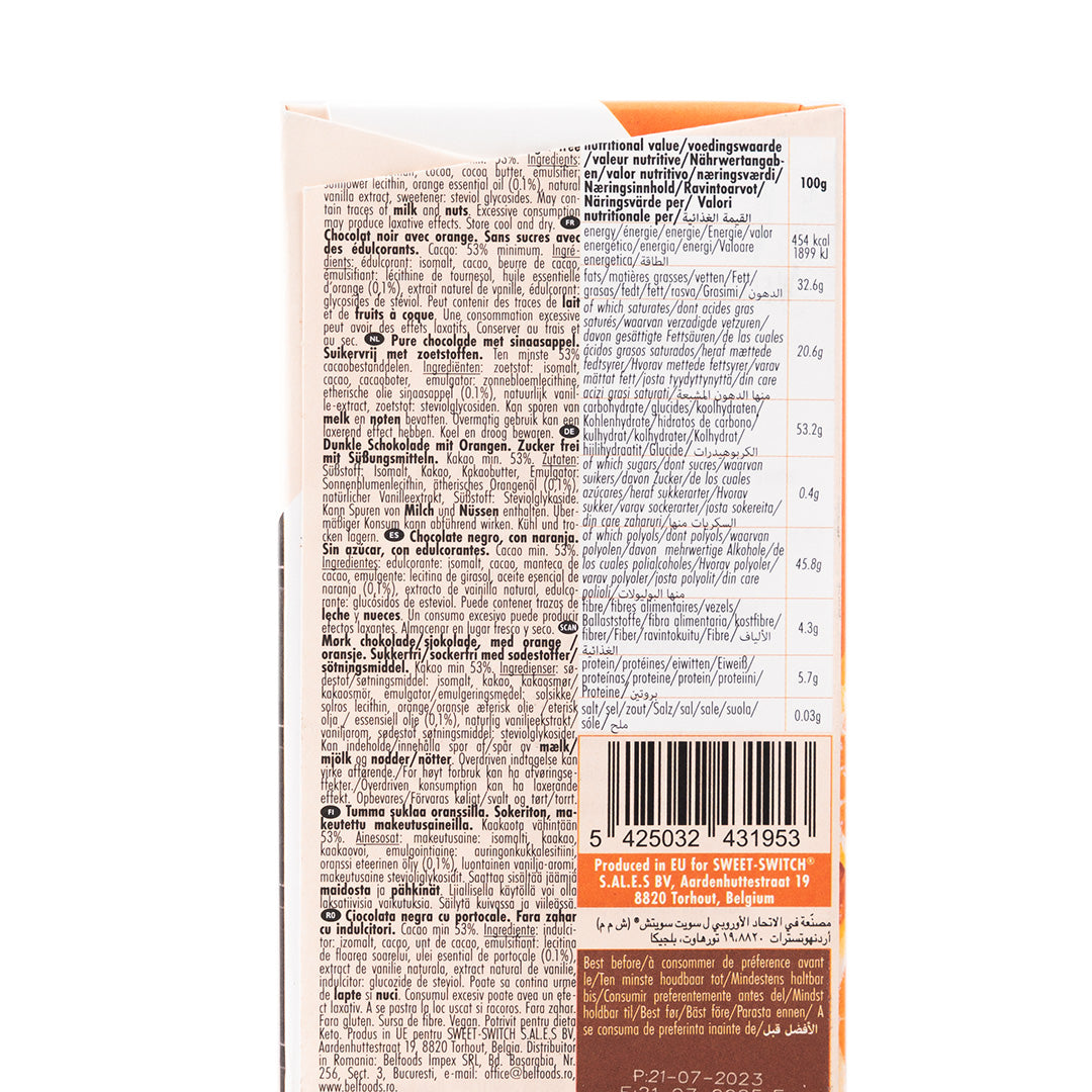 Sweet Switch Dark and Orange Chocolate Bar 100g