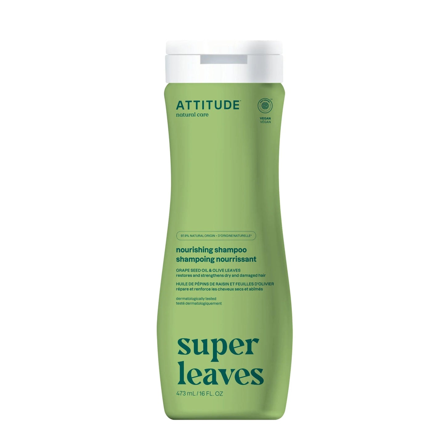 Attitude Super Leaves Shampoo Nourishing and Strengthening Grape Seed Oil and Olive Leaves 473ml