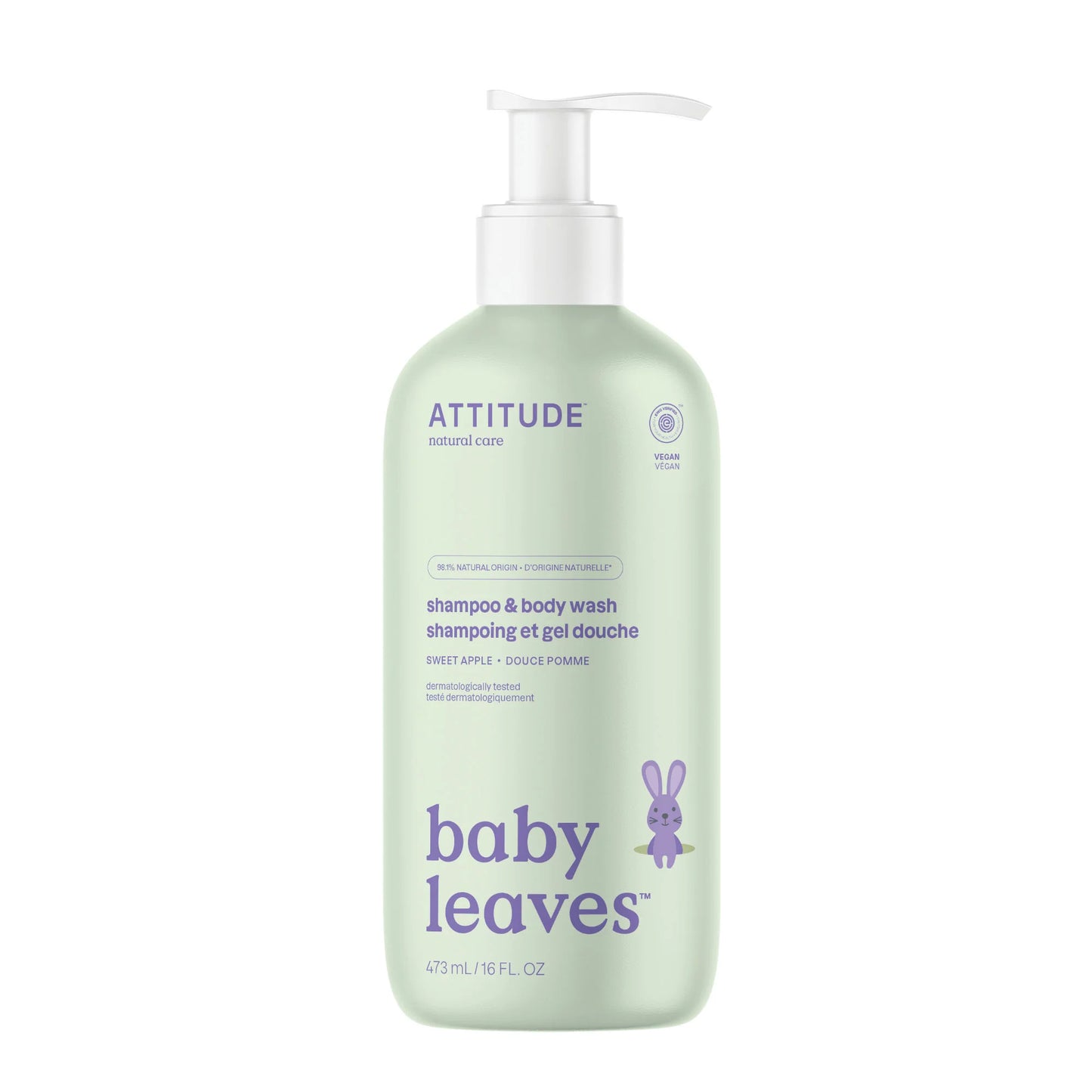 Attitude Baby Leaves 2-in-1 Shampoo & Body Wash Sweet Apple 473ml