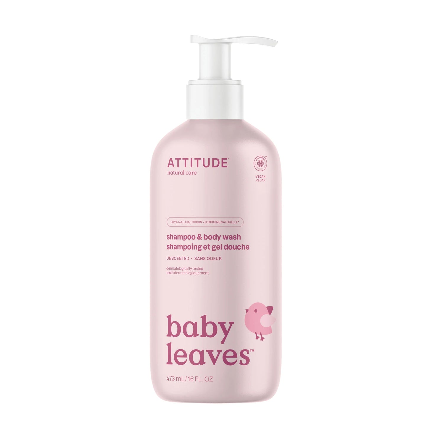 Attitude Baby Leaves 2 in 1 Shampoo and Body Wash Unscented 473ml
