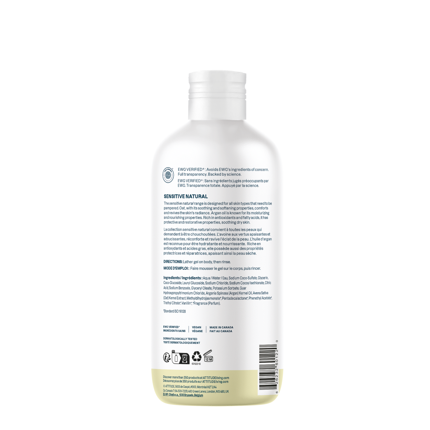 Attitude Sensitive Natural Shower Gel Vanilla Cream 473ml