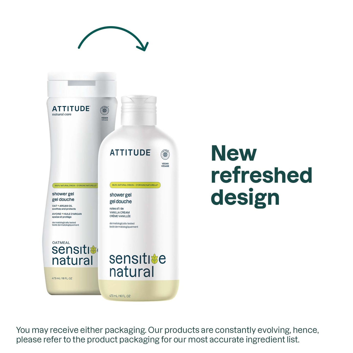 Attitude Sensitive Natural Shower Gel Vanilla Cream 473ml