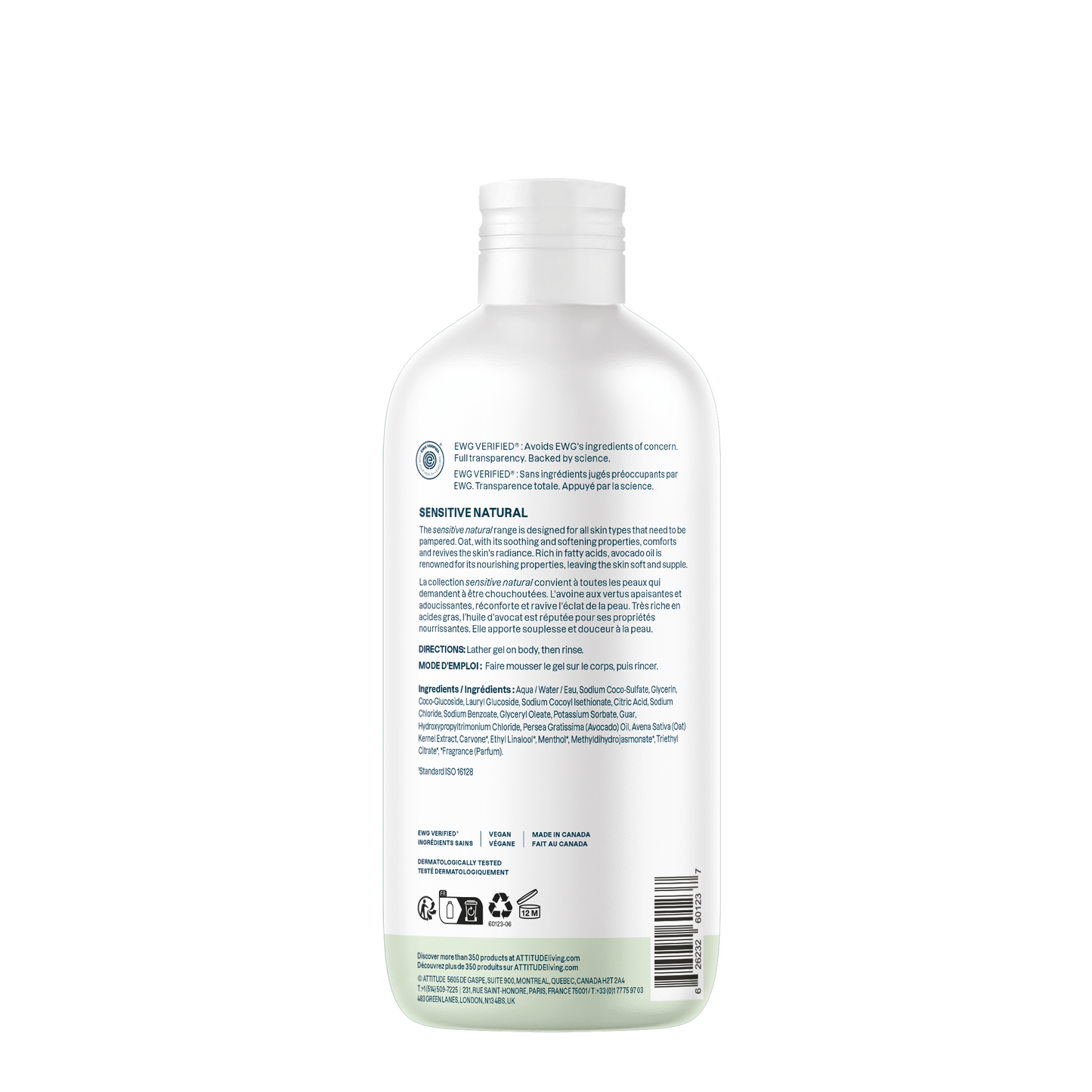 Attitude Sensitive Natural Shower Gel Fresh Apple 473ml