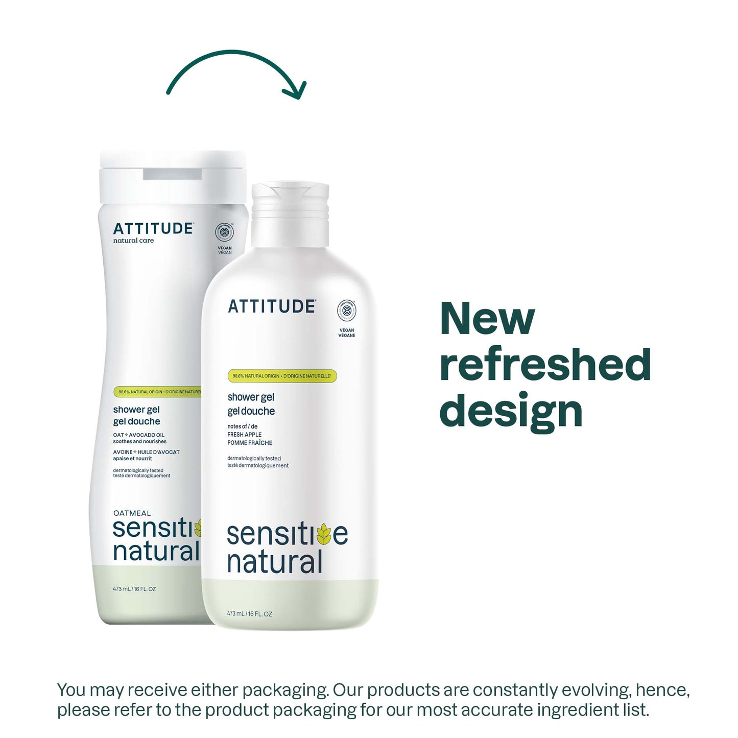 Attitude Sensitive Natural Shower Gel Fresh Apple 473ml
