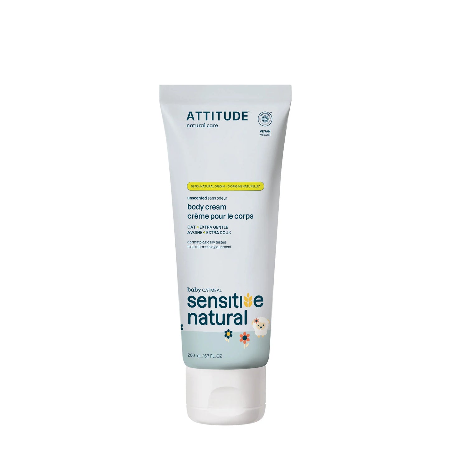 Attitude Sensitive Natural Baby Care Deep Moisturizing Cream Unscented with 2% Oatmeal 200ml