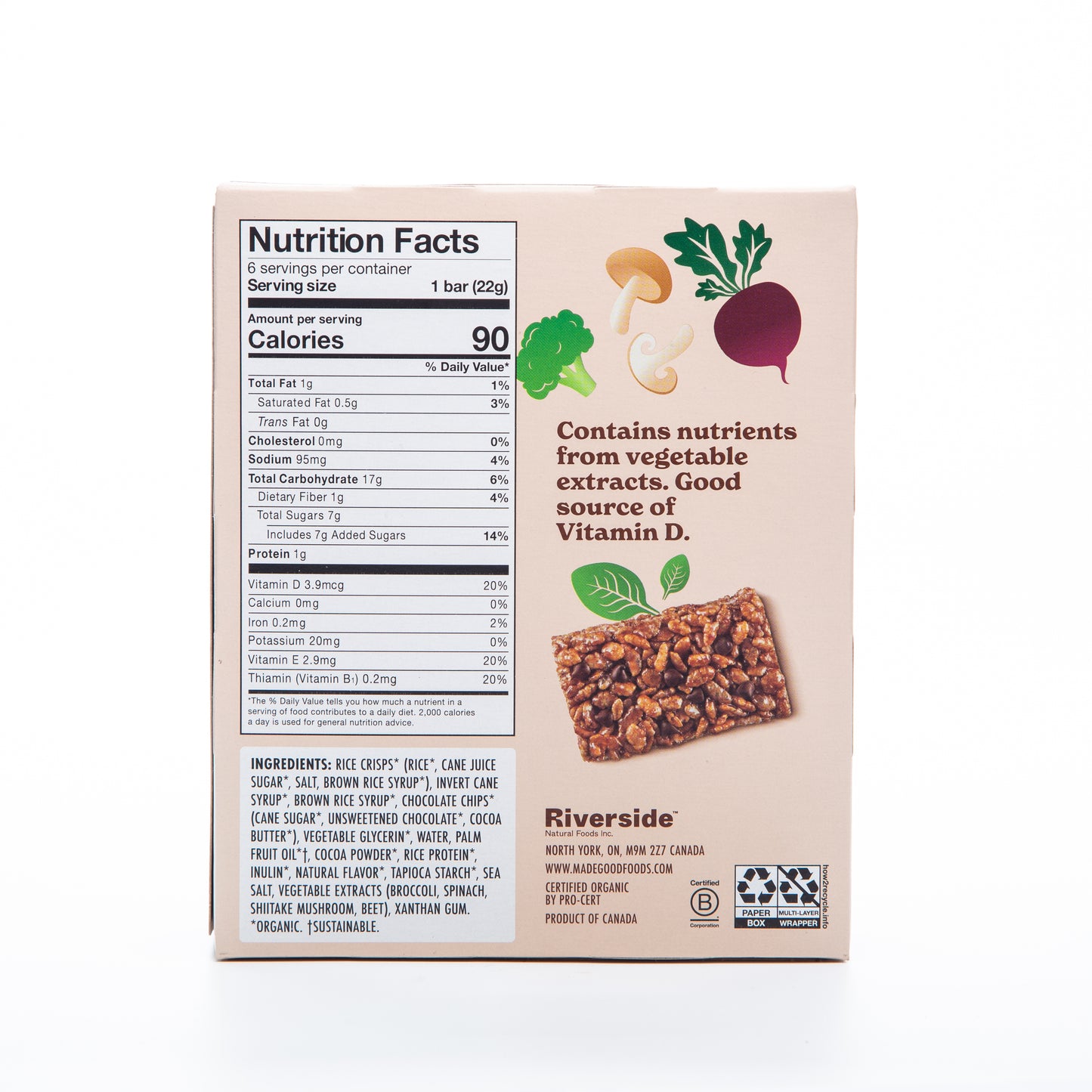 Made Good Chocolate Chip Crispy Square Bars 6 - 22g