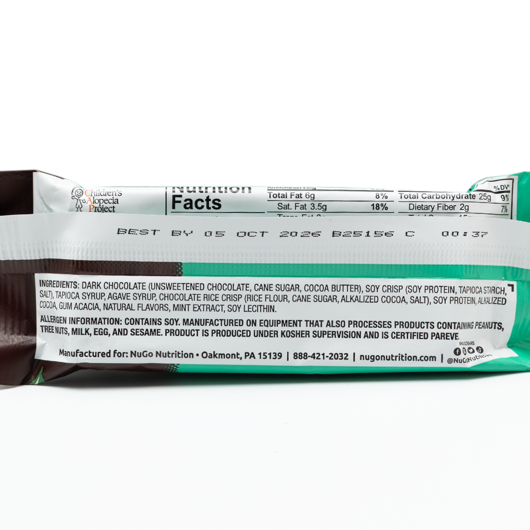 Nugo Dark Mint Chocolate Chip Bar 50g