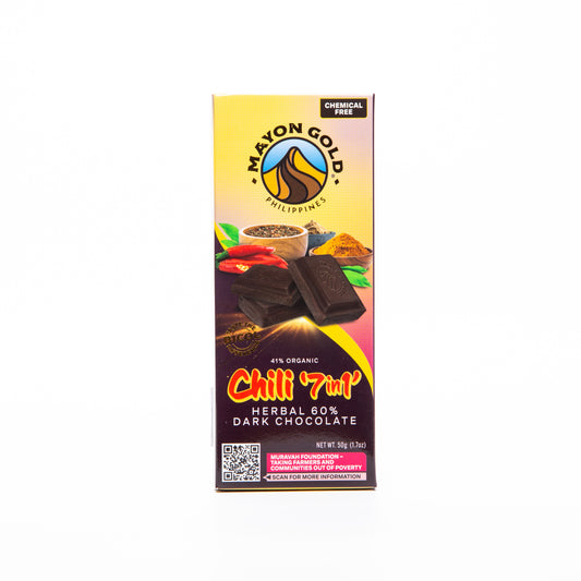 Mayon Gold 60% Dark Chocolate Chili 7in1 Herbal Bar 50g