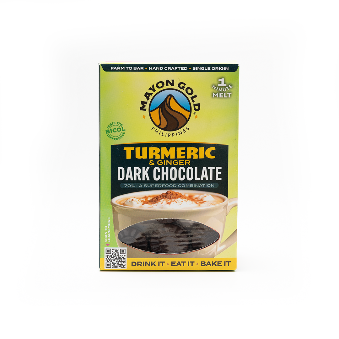 Mayon Gold 70% Dark Chocolate Turmeric and Ginger Crowns 50g
