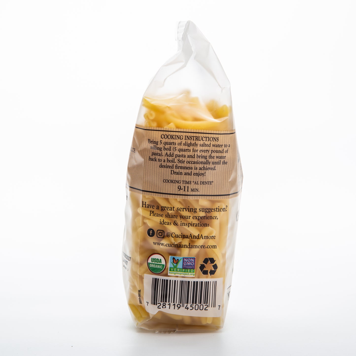 Cucina & Amore Organic Bronze-Cut Casarecce Pasta 454g