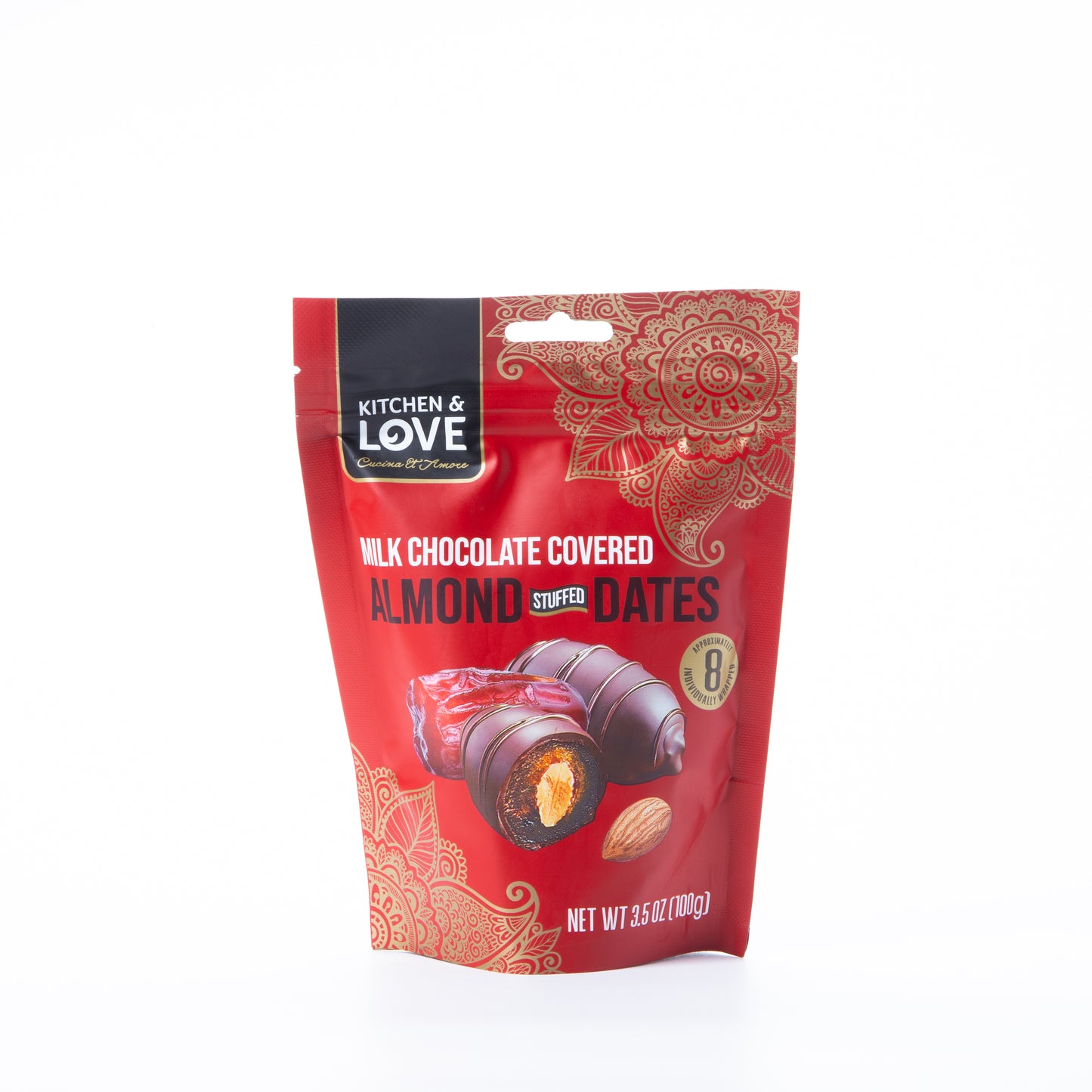Kitchen and Love Milk Chocolate Covered Almond Stuffed Dates 100g
