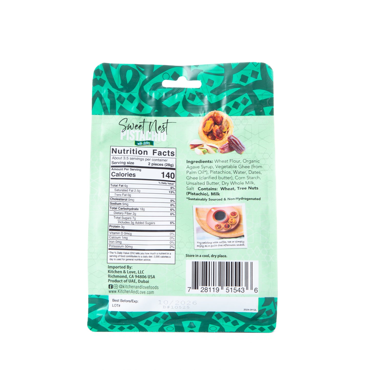 Kitchen and Love Sweet Nest Pistachio with Dates 100g