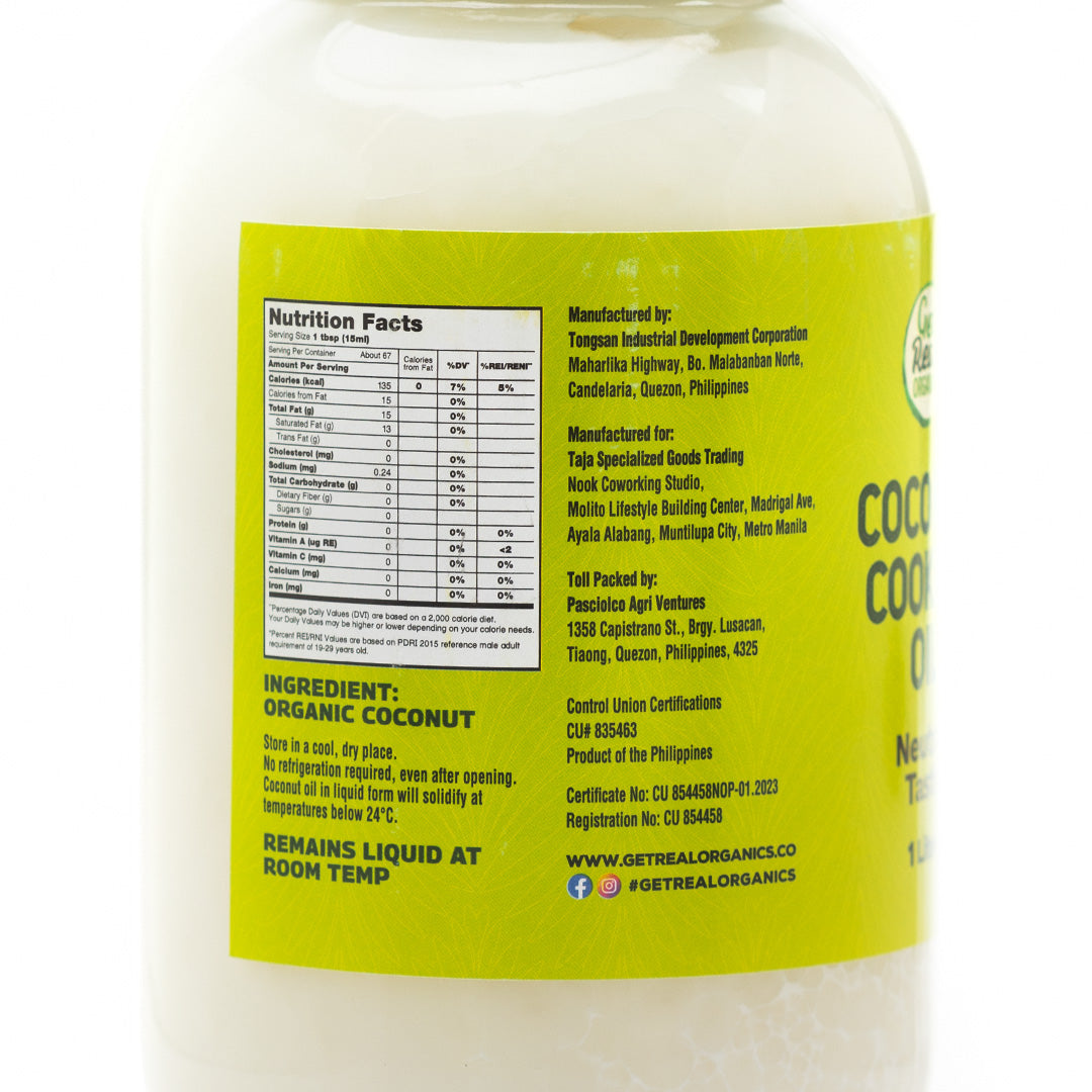 Get Real Organics Coconut Cooking Oil 1000ml