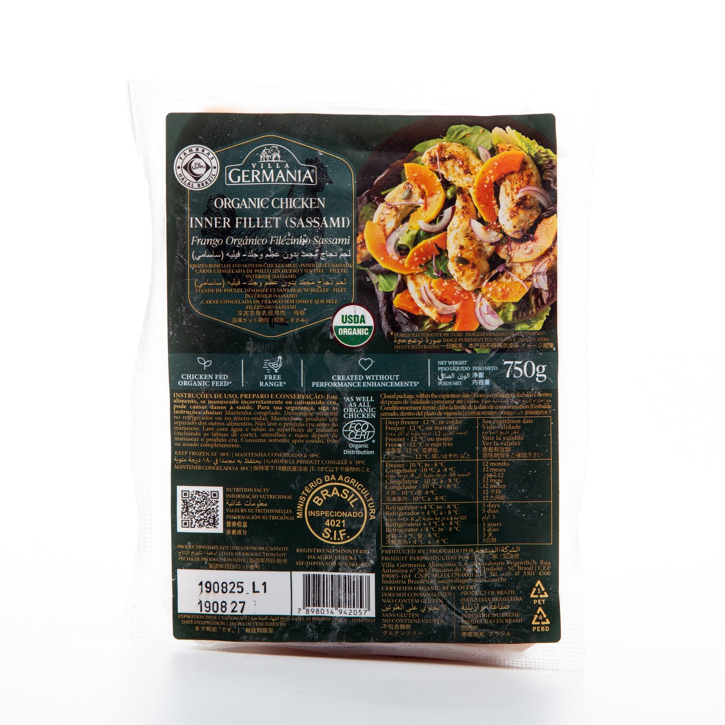 Frozen Villa Germania Organic Chicken Tenders Inner Fillet 750g