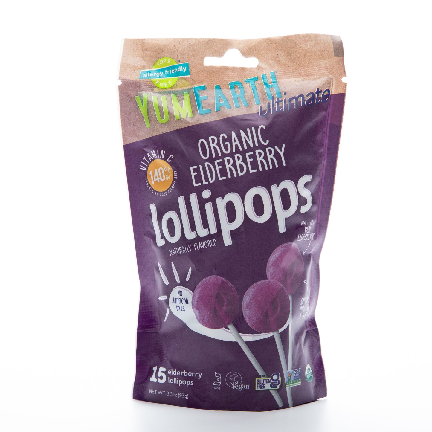 Yum Earth Ultimate Organic Elderberry Lollipops 93g