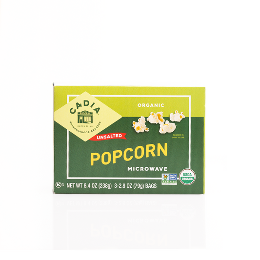 Cadia Organic Unsalted Microwave Popcorn 238g (3 x 79g bags)
