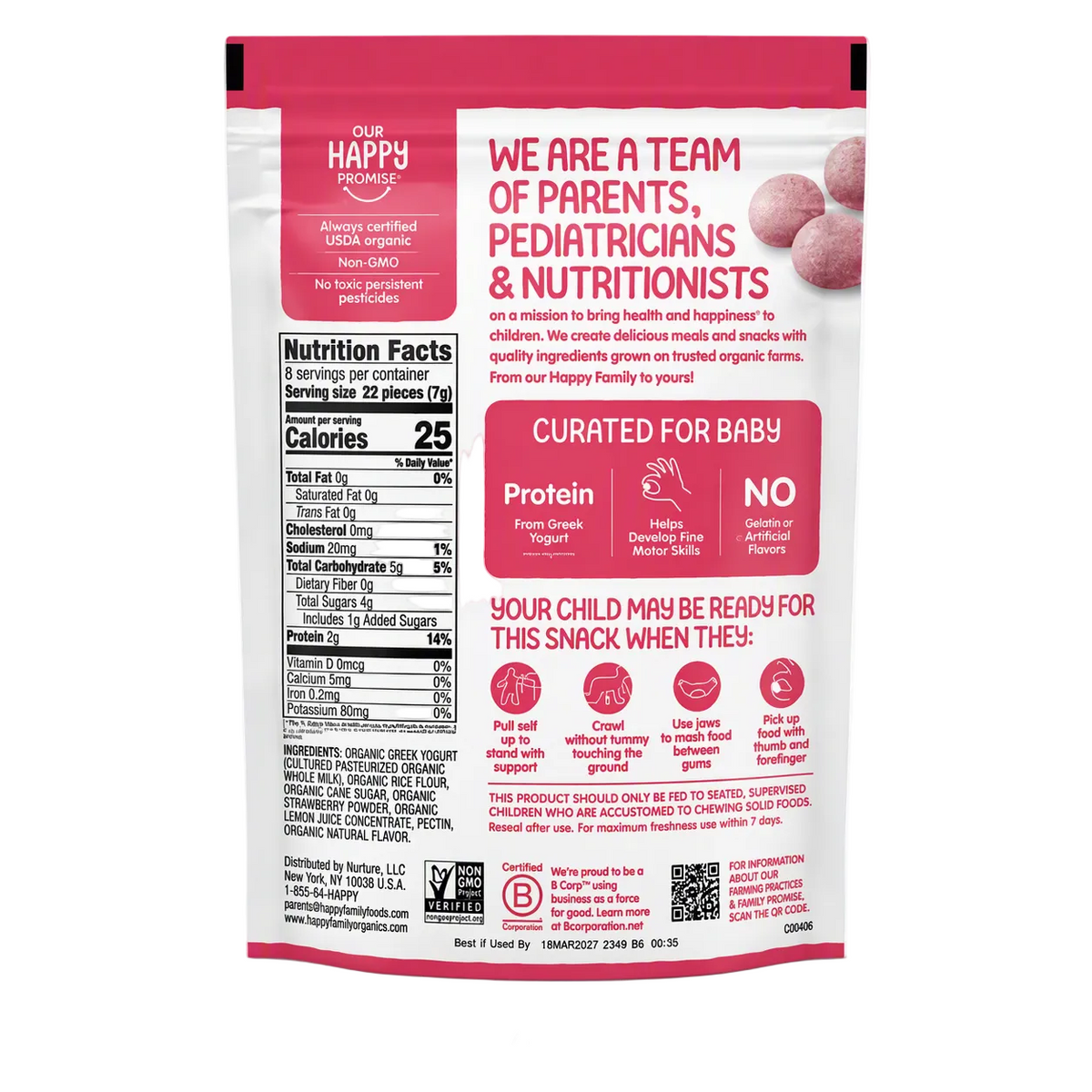 Happy Baby Organic Greek Yogis Strawberry Banana 28g