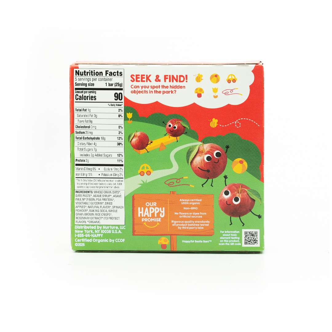 Happy Tot Fiber & Protein Organic Apples & Spinach Oat Bar 125g